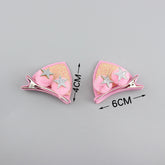 2pcs Set Cute Clips For Girls Glitter Rainbow Felt Fabric Flowers Hairpins Cat Ears Bunny Barrettes Kids Hair Accessories